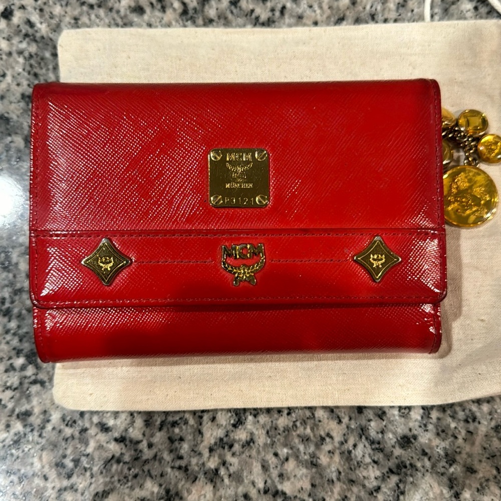 MCM WALLET Authentic,charmed. Beautiful, candy apple red. Rehab item.